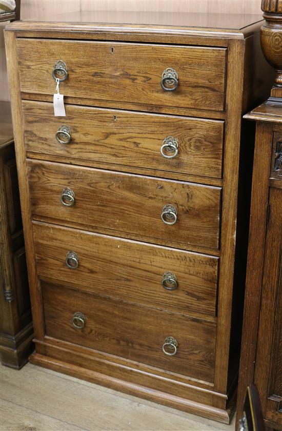 An oak five drawer chest W.77cm